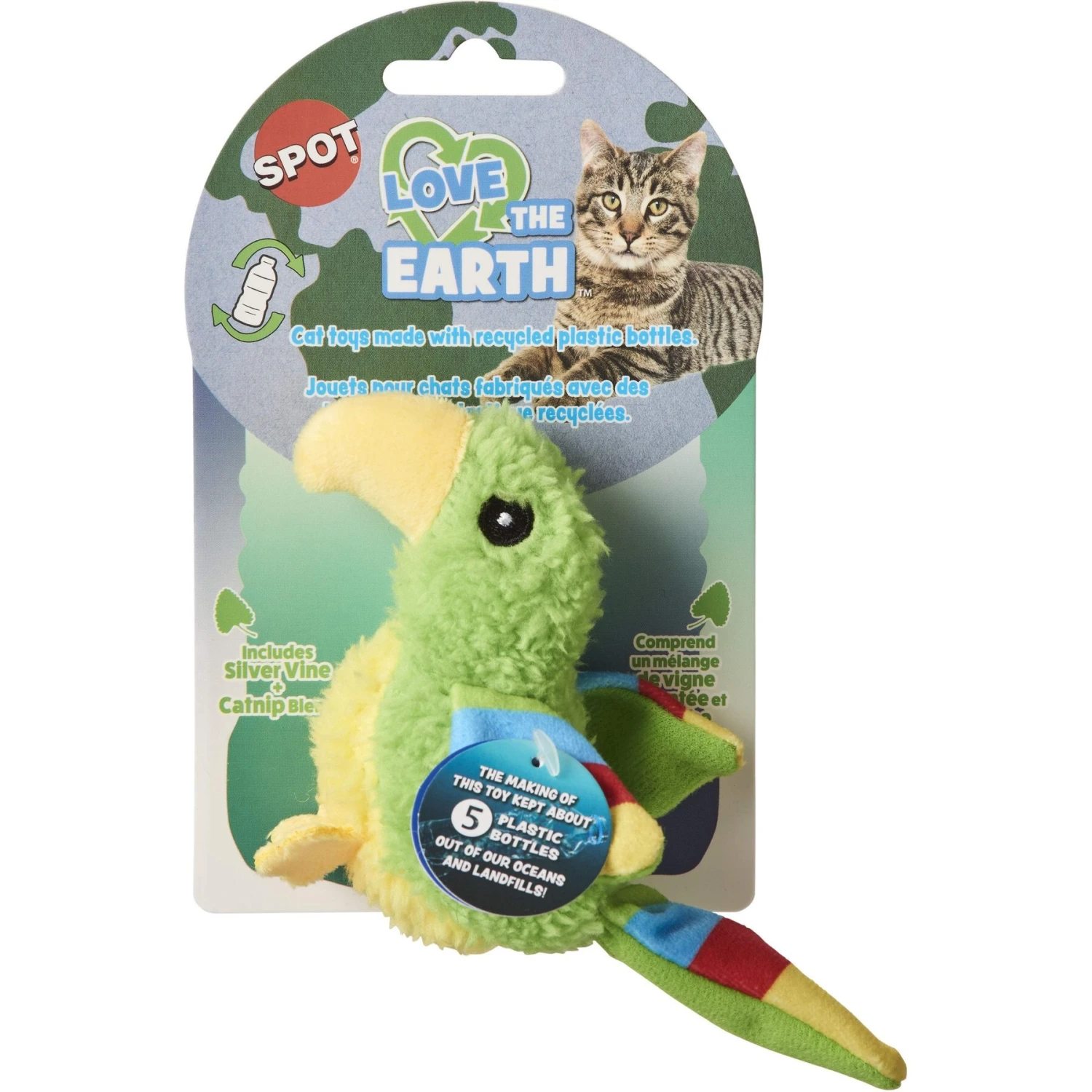 Ethical Pet Love The Earth Parrot Plush Cat Toy With Catnip, Assorted - Image 3