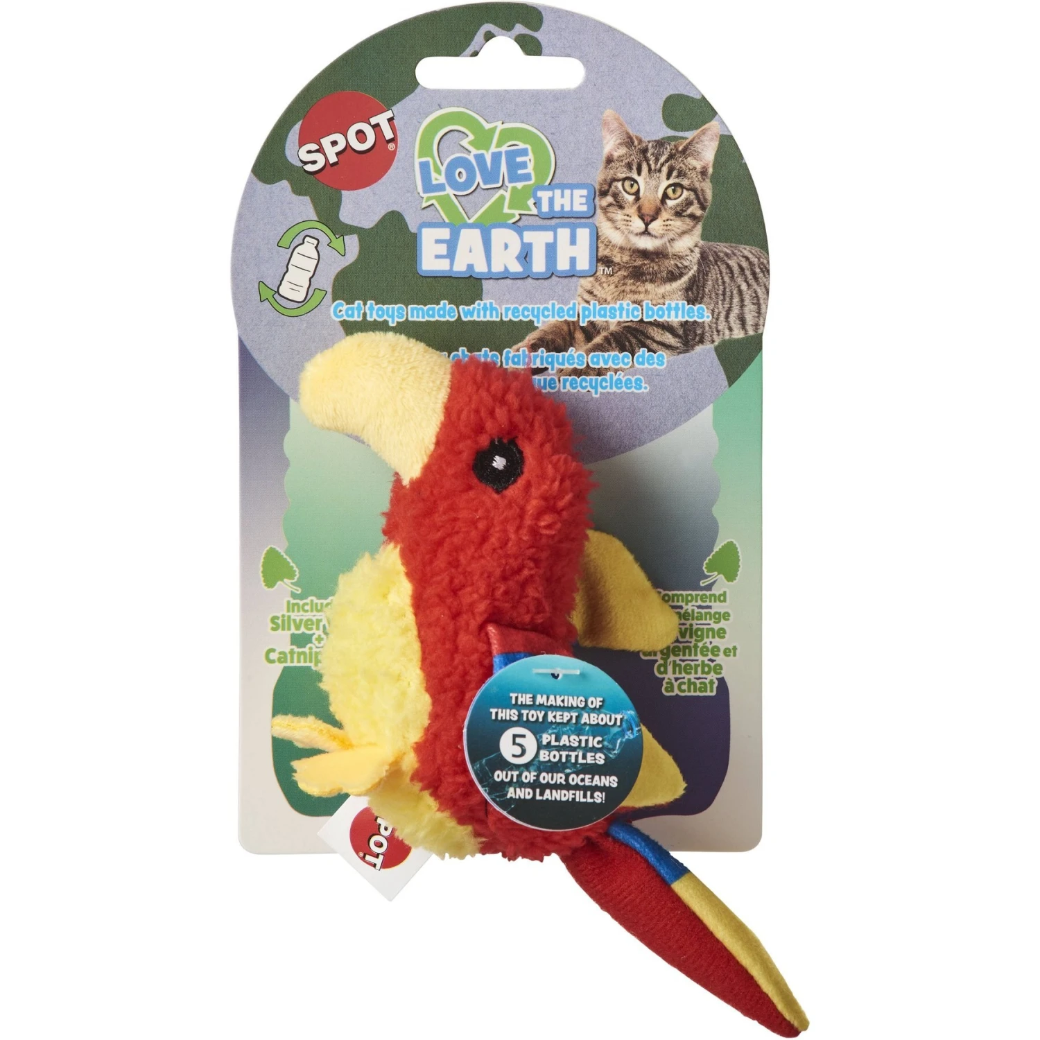 Ethical Pet Love The Earth Parrot Plush Cat Toy With Catnip, Assorted - Image 4