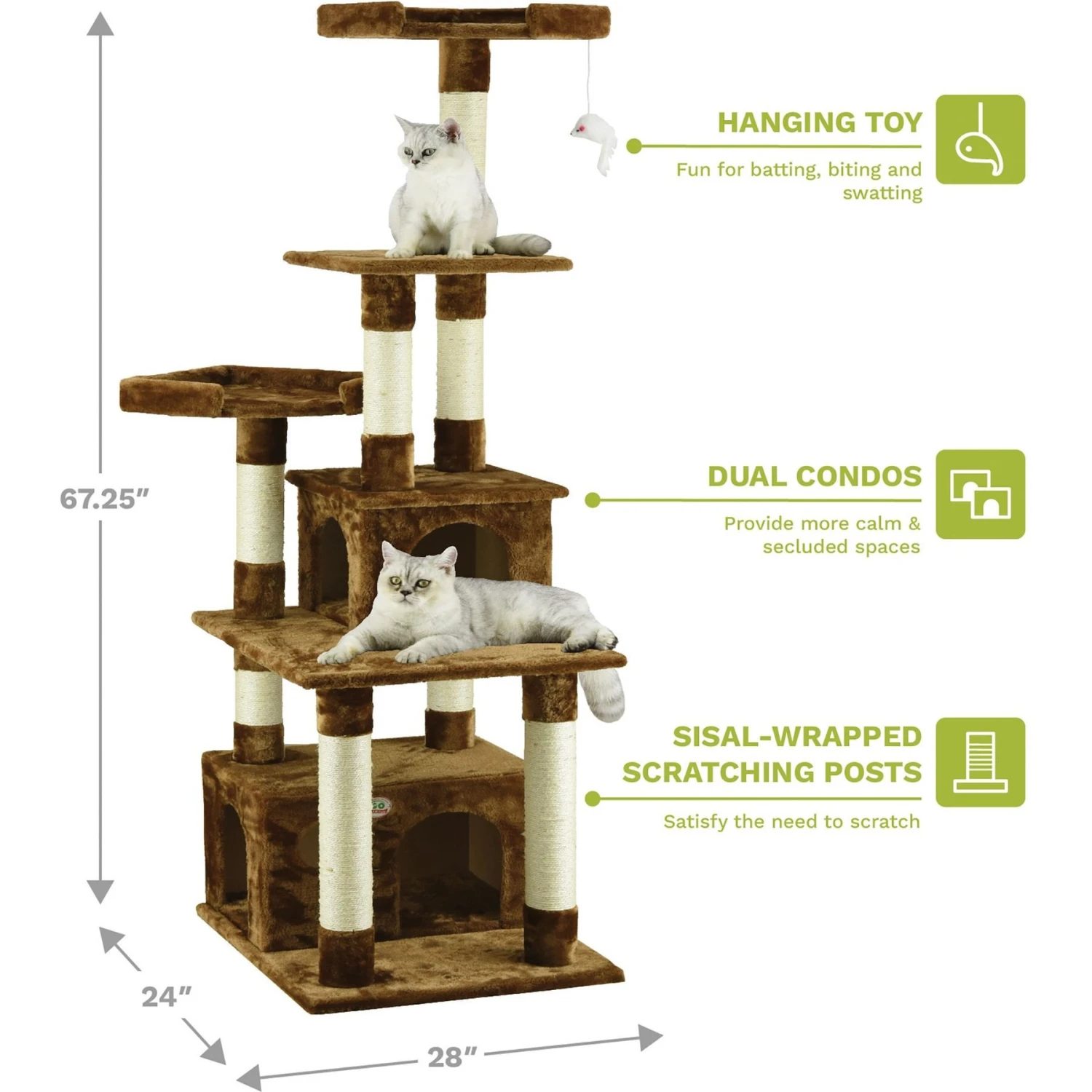 Go Pet Club 67-in Faux Fur Cat Tree & Condo - Image 2