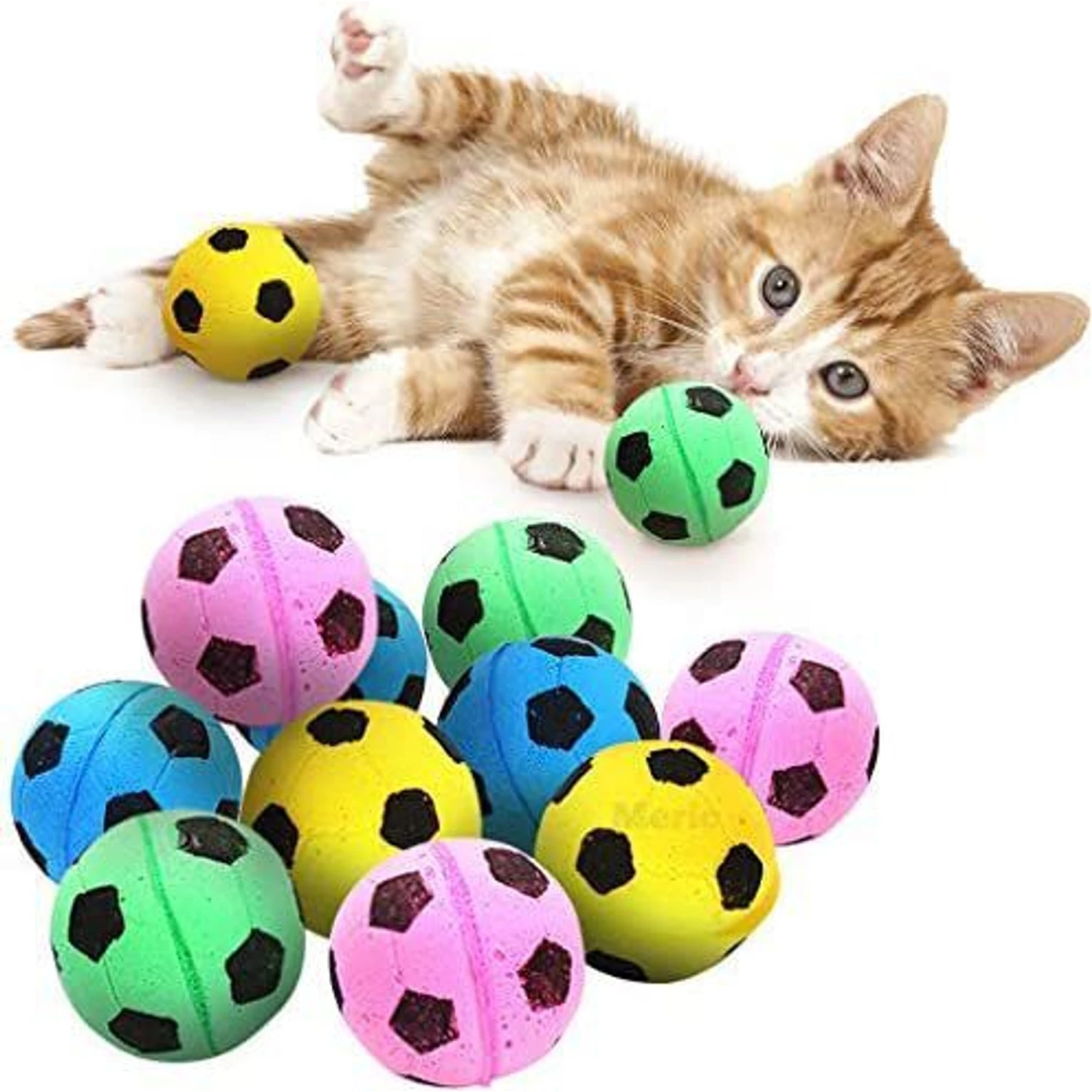 CoCoo Interactive Cat & Ferret Foam Soccer Fetch & Play Bouncy Ball Toy - Image 2