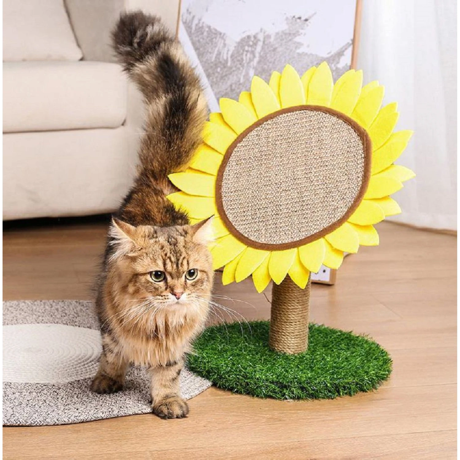 Lovely Caves Gardern Sunflower Cat Scratcher, Yellow