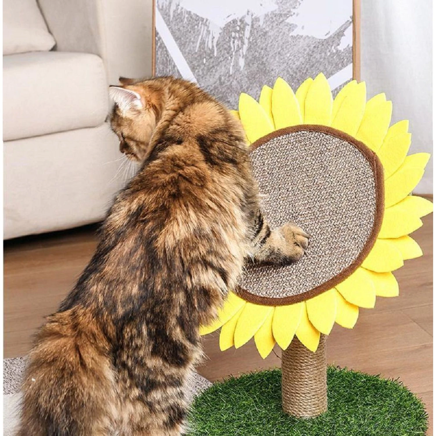 Lovely Caves Gardern Sunflower Cat Scratcher, Yellow - Image 2