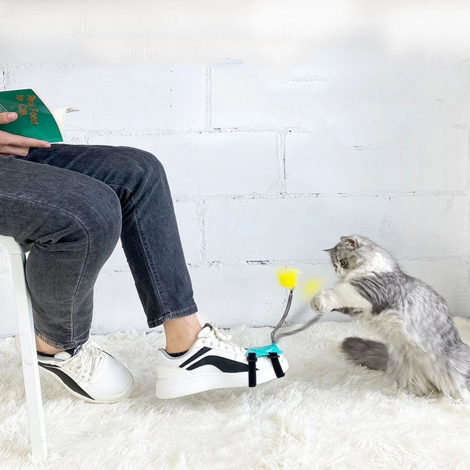 EYS Handsfree Teaser Wand Cat Toy, Blue - Image 7