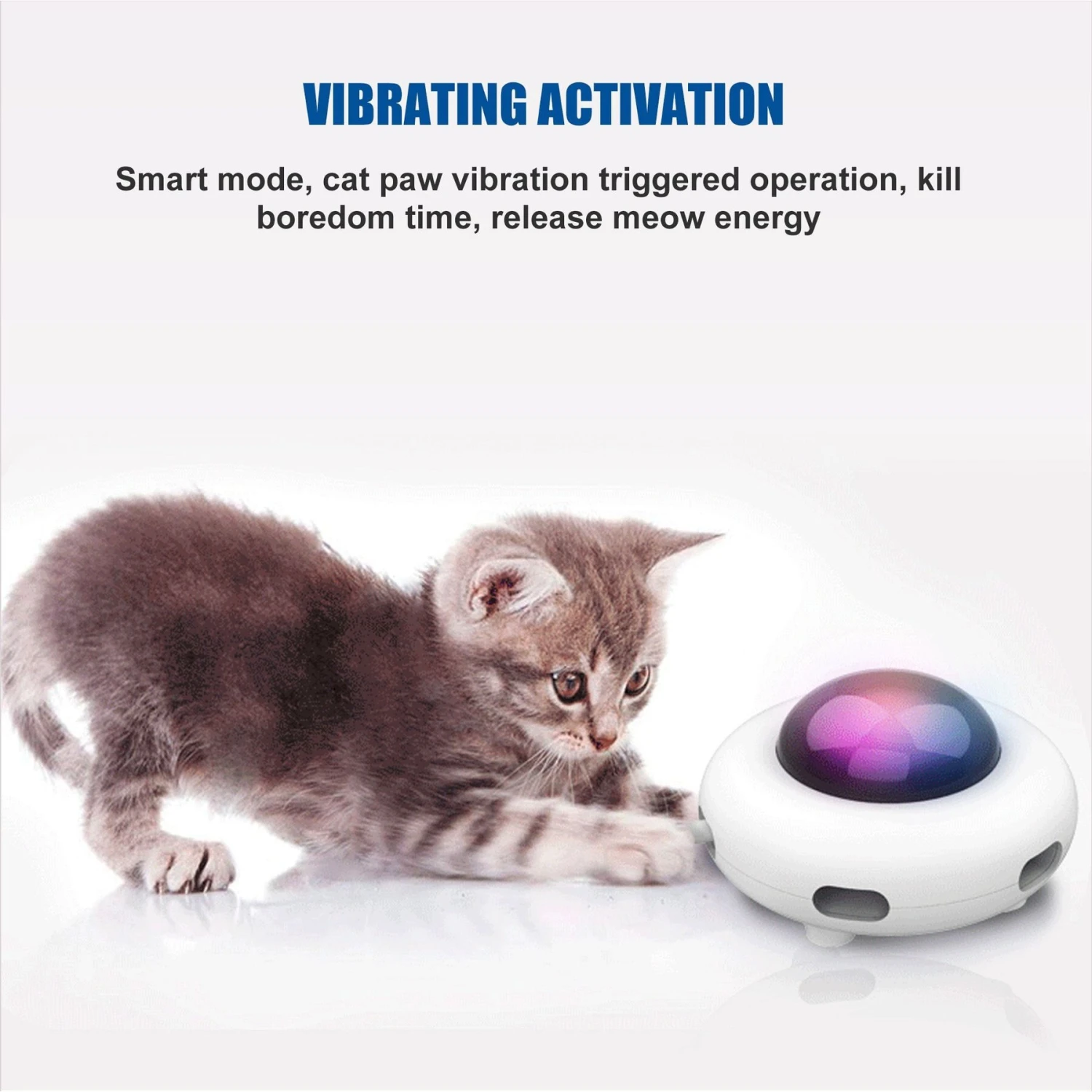 Shele UFO Interactive Cat Toy, White, Small - Image 5