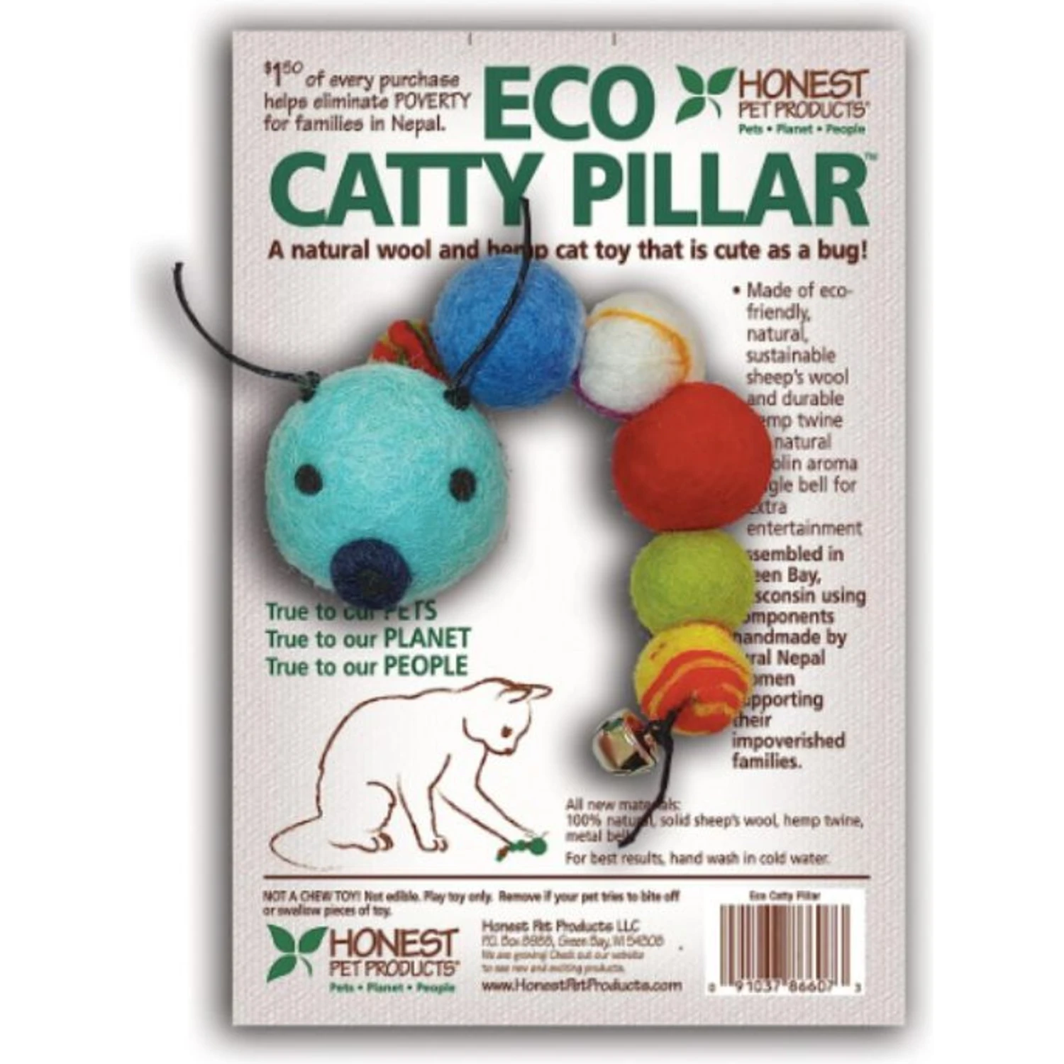 Honest Pet Products Eco Catty Pillar Cat Toy - Image 2