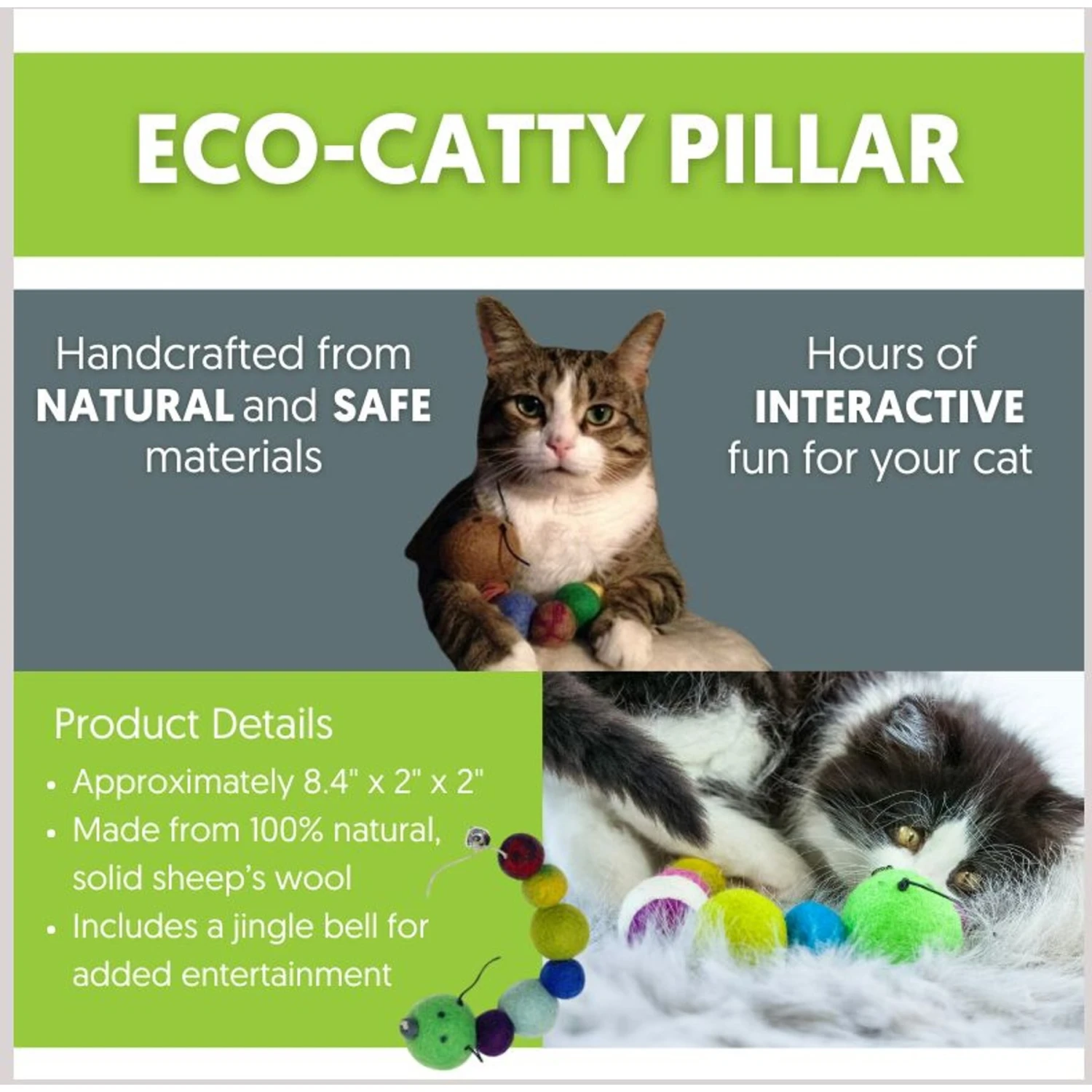 Honest Pet Products Eco Catty Pillar Cat Toy - Image 3