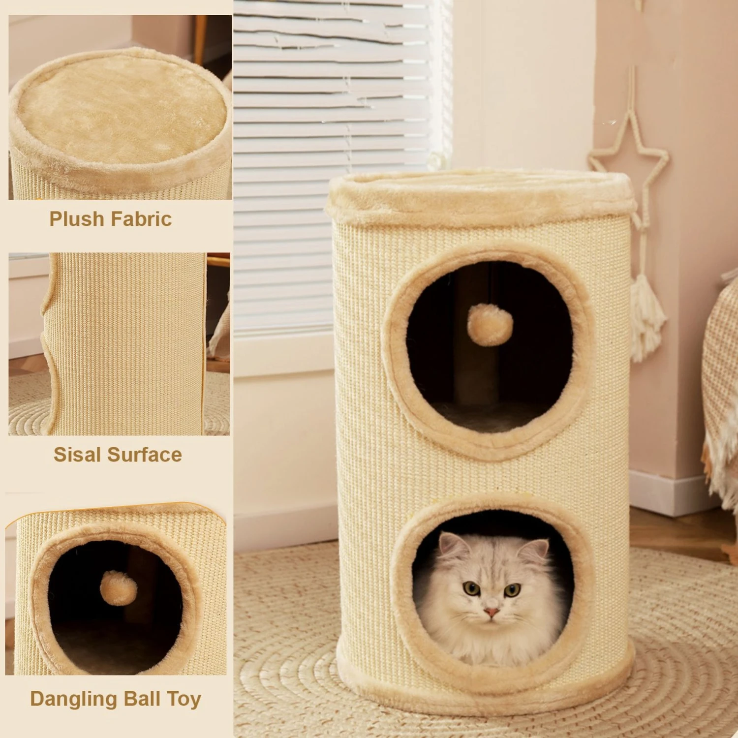 Hanamya Cat Tree Condo Tower, Beige - Image 2