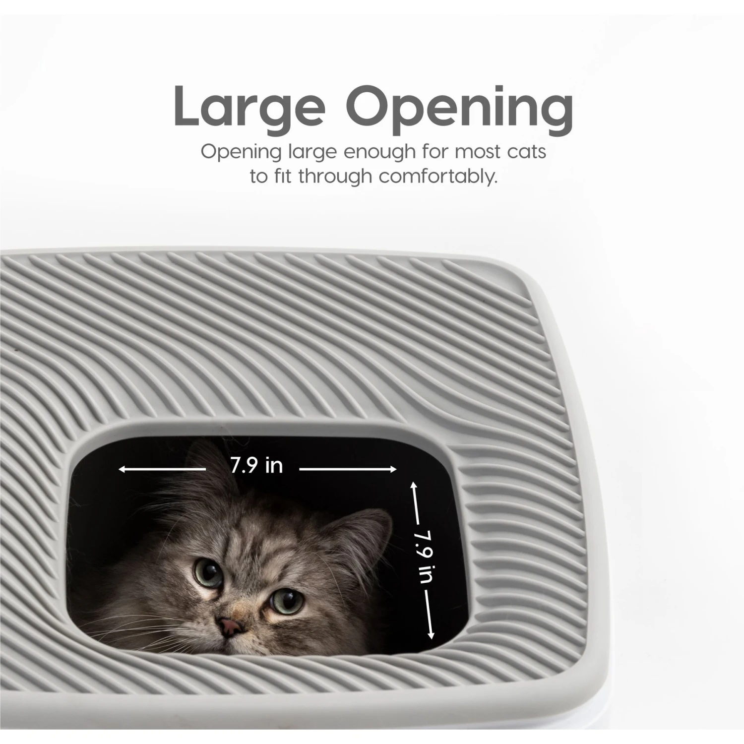 IRIS USA Premium Square Top Entry Cat Litter Box With Scoop, White & Gray, Large - Image 3