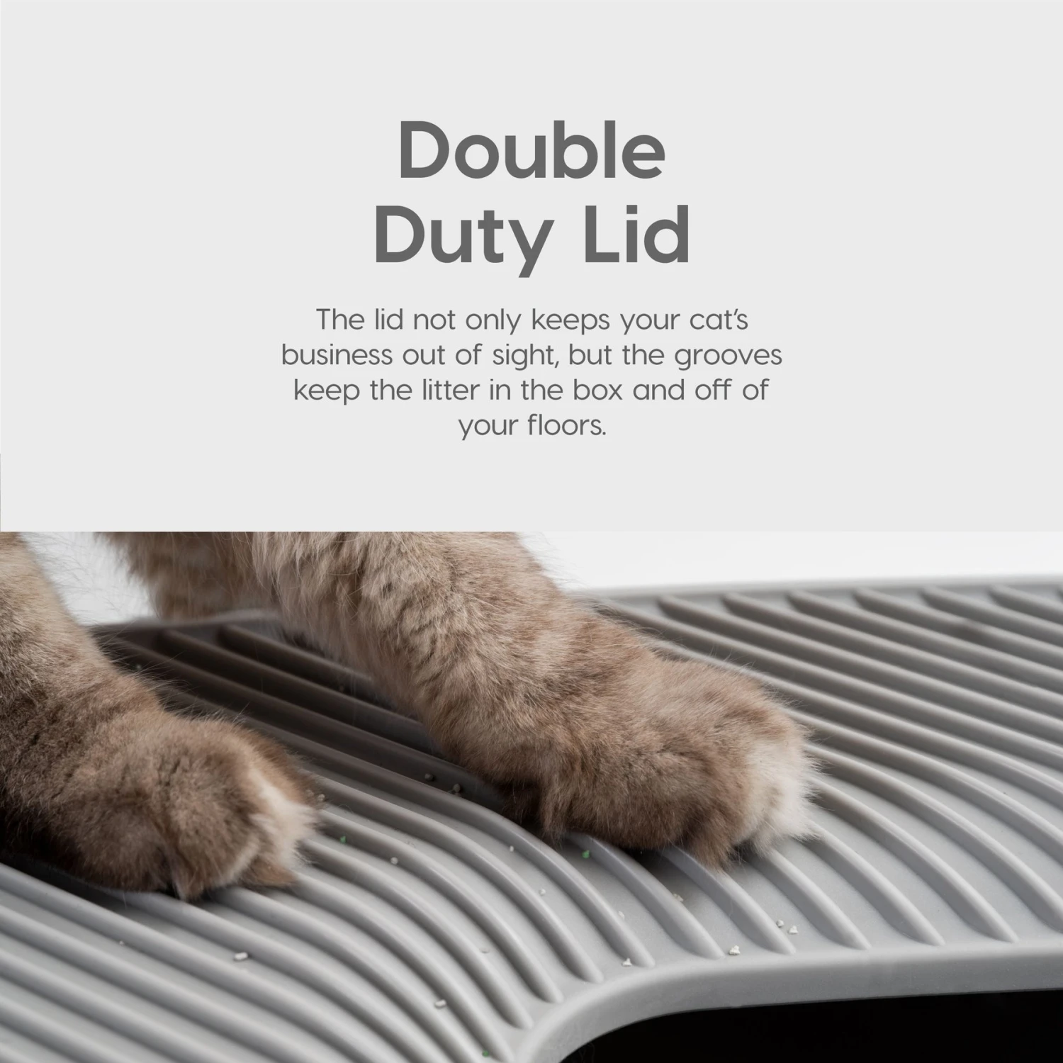 IRIS USA Premium Square Top Entry Cat Litter Box With Scoop, White & Gray, Large - Image 4