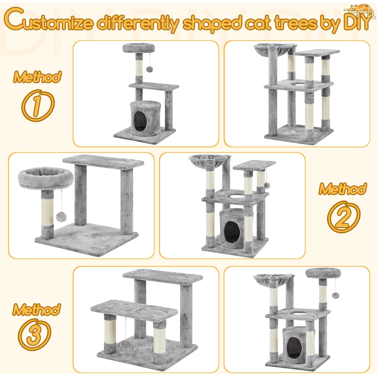 Yaheetech 4-Level Cat Tree, 56.5-in, Medium, Light Gray - Image 6