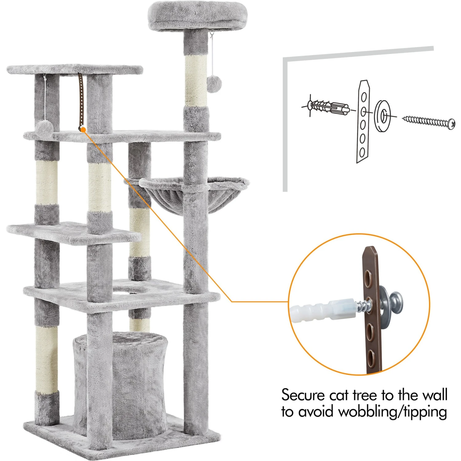 Yaheetech 4-Level Cat Tree, 56.5-in, Medium, Light Gray - Image 7