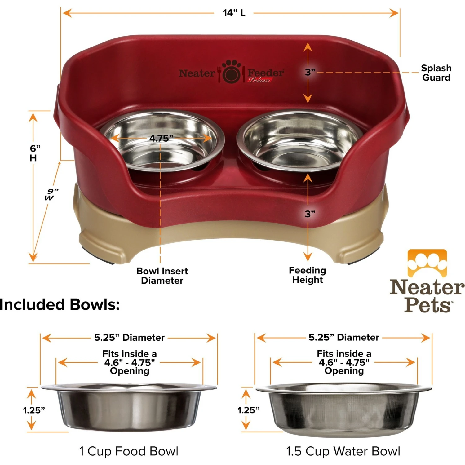 Neater Pets Neater Feeder Elevated Cat Bowls, Cranberry - Image 3