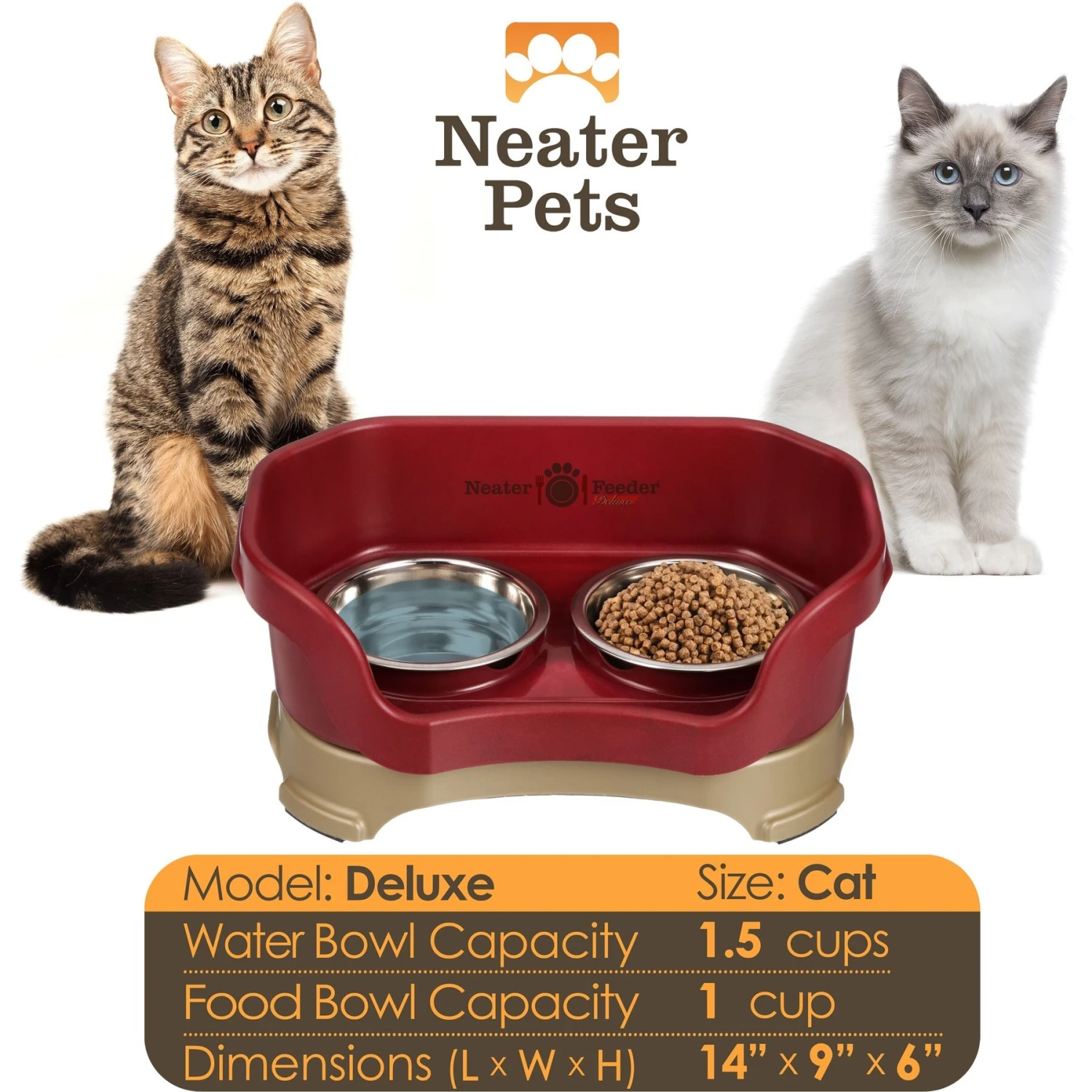 Neater Pets Neater Feeder Elevated Cat Bowls, Cranberry - Image 6