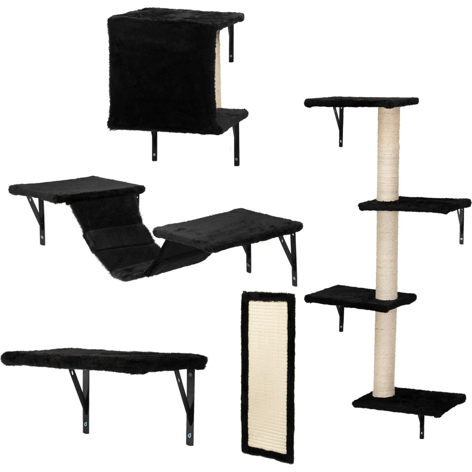 Coziwow Wall Mounted Shelves Set Cat Tree & Frisco Wooden Wall Mounted Stainless Steel Cat Feeding Station With Bowl - Image 2