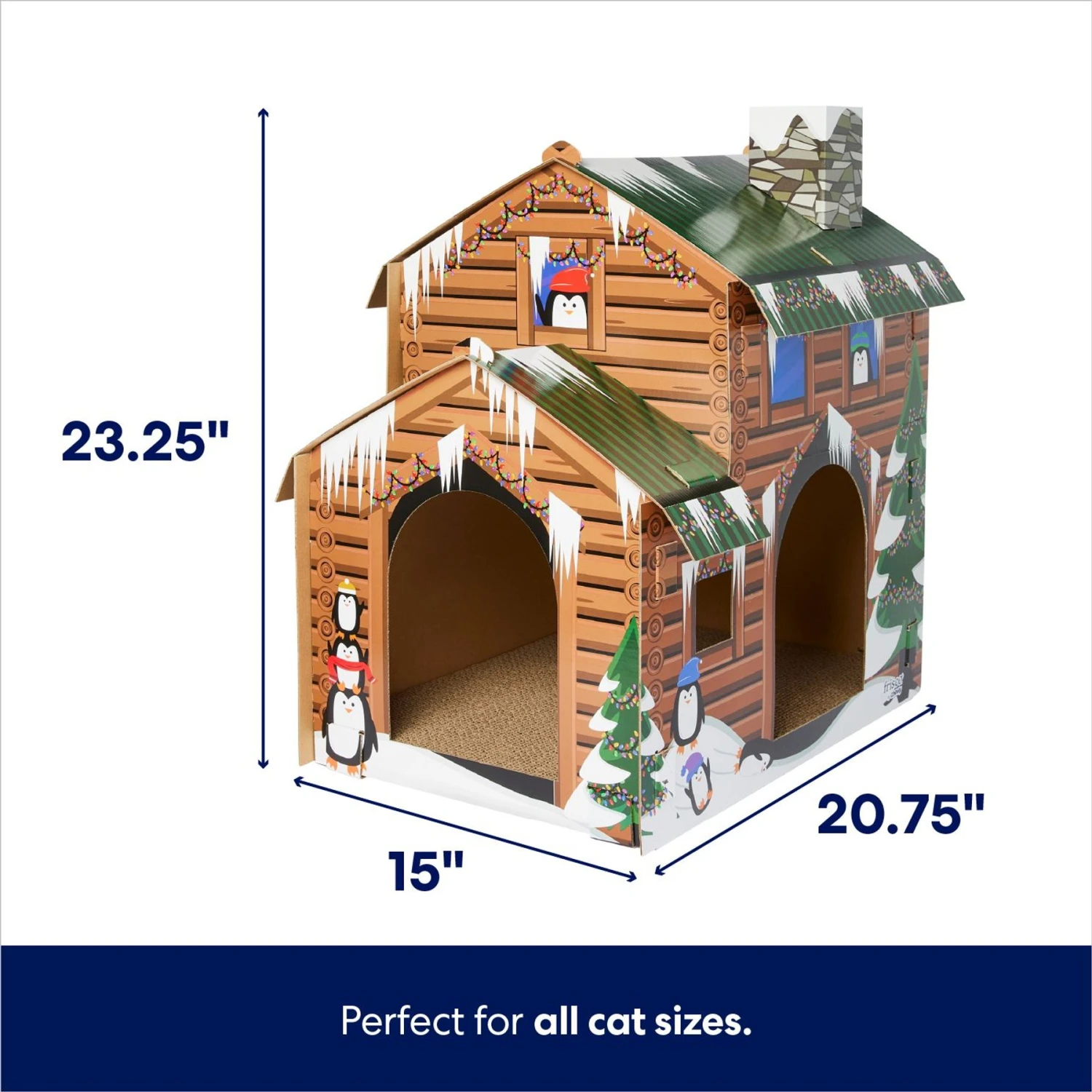 Frisco Holiday Log Cabin Cardboard Cat House & Frisco Holiday Christmas Tree Cardboard Cat House - Image 3