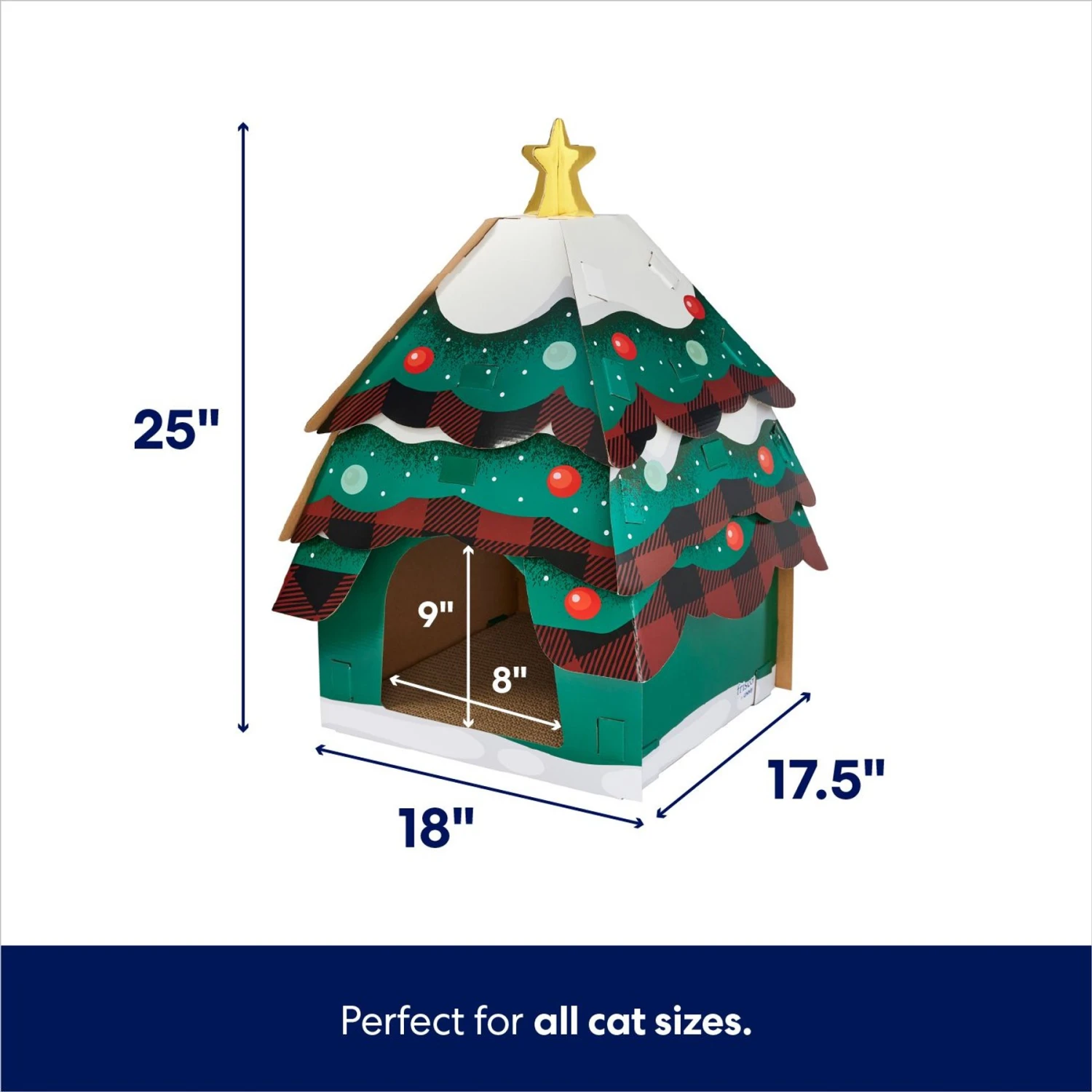 Frisco Holiday Log Cabin Cardboard Cat House & Frisco Holiday Christmas Tree Cardboard Cat House - Image 7
