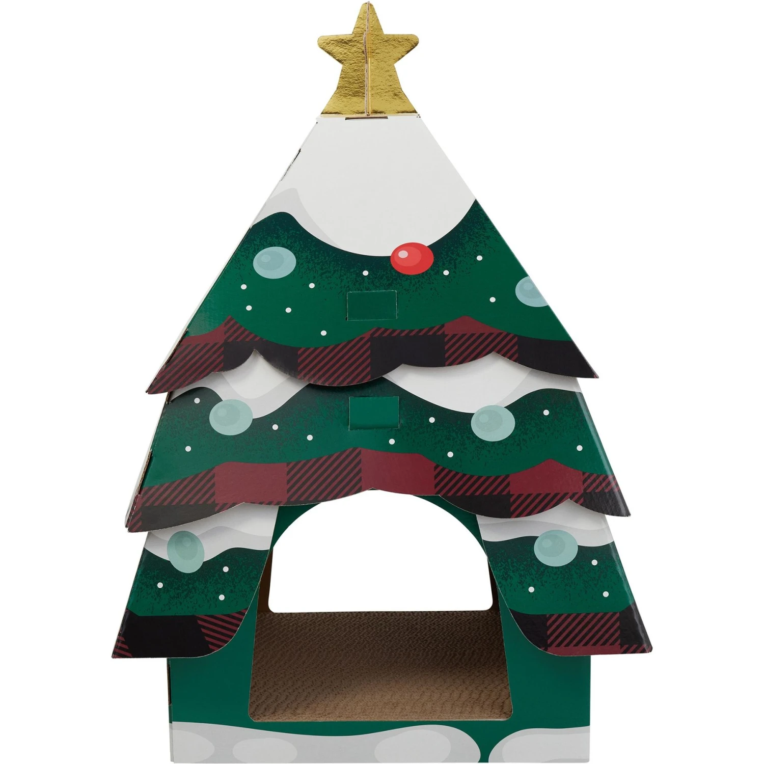Frisco Holiday Log Cabin Cardboard Cat House & Frisco Holiday Christmas Tree Cardboard Cat House - Image 8